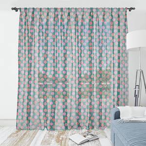 Kant-en-klaargordijn Rode Bloemen set 2 polyester - Hoogte: 210 cm