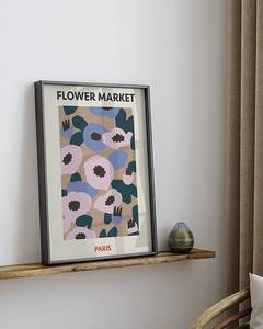 Afbeelding Paris Flower Market massief beukenhout/acrylglas - zwart - 32 x 42 cm