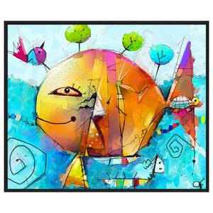 Quadro The Colorful Fish Faggio massello / Vetro acrilico - Nero - 52 x 62 cm