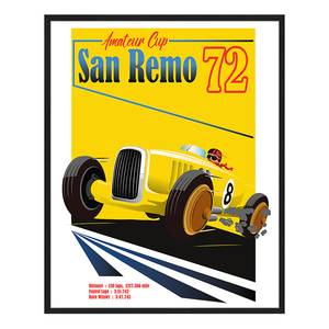 Tableau déco San Remo Race Hêtre massif / Plexiglas - Noir - 42 x 52 cm