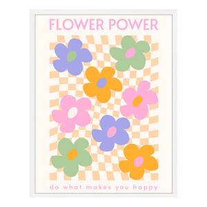 Afbeelding Flower Power massief beukenhout/acrylglas - wit - 73 x 93 cm