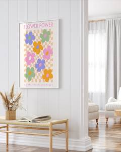 Quadro Flower Power Faggio massello / Vetro acrilico - Bianco - 73 x 93 cm