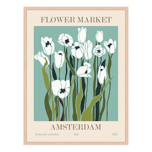 Afbeelding Flower Market Amsterdam massief beukenhout/acrylglas - naturel - 63 x 83 cm