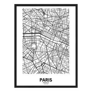 Quadro Map Of Paris Faggio massello / Vetro acrilico - Nero - 32 x 42 cm