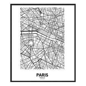 Tableau déco Map Of Paris Hêtre massif / Plexiglas - Noir - 52 x 62 cm