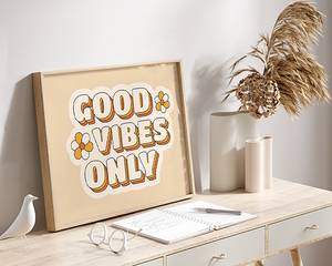 Tableau déco Good Vibes Only Hêtre massif / Plexiglas - Naturel - 32 x 42 cm