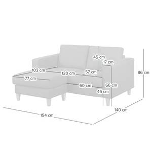 Hoekbank MAISON 1-zits + longchair Geweven stof Inas: Cubanit - Longchair vooraanzicht links