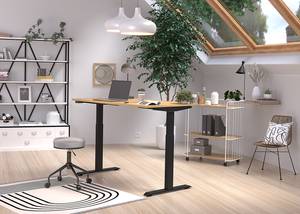 In hoogte verstelbaar bureau Jet Eikenhouten look/zwart - Breedte: 140 cm