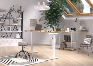 In hoogte verstelbaar bureau Jet Eikenhouten look/wit - Breedte: 140 cm