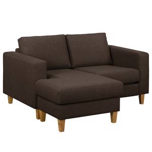 Ecksofa MAISON 1-Sitzer mit Longchair Webstoff Inas: Braun - Longchair davorstehend links