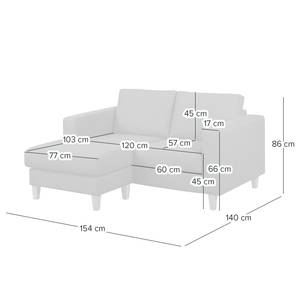 Ecksofa MAISON 1-Sitzer mit Longchair Webstoff Inas: Braun - Longchair davorstehend links