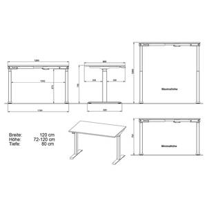 In hoogte verstelbaar bureau Jet Eikenhouten look/zwart - Breedte: 120 cm