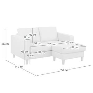 Hoekbank MAISON 1-zits + longchair Geweven stof Inas: Cubanit - Longchair vooraanzicht rechts