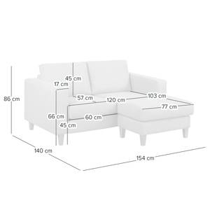 Hoekbank MAISON 1-zits + longchair Geweven stof Inas: Platinakleurig - Longchair vooraanzicht rechts