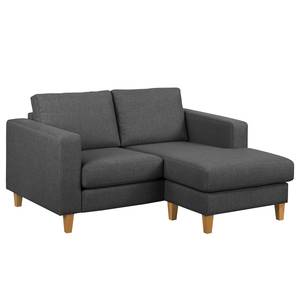 Ecksofa MAISON 1-Sitzer mit Longchair Webstoff Inas: Dunkelgrau - Longchair davorstehend rechts