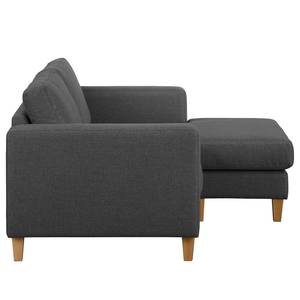 Ecksofa MAISON 1-Sitzer mit Longchair Webstoff Inas: Dunkelgrau - Longchair davorstehend rechts