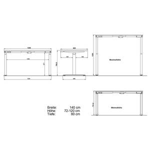 Bureau réglable en hauteur Jet Cachemire / Blanc - Largeur : 140 cm