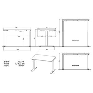 Höhenverstellbarer Schreibtisch Jet Graphit - Breite: 120 cm