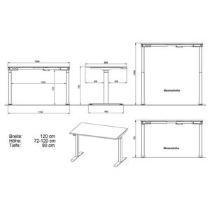 Bureau réglable en hauteur Jet Cachemire / Noir - Largeur : 120 cm