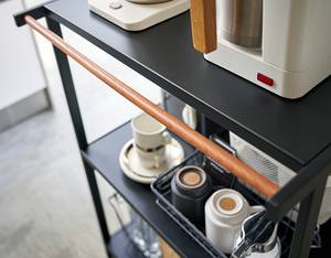 Étagère de cuisine Tower Rack Partiellement en frêne massif / Acier - Noir - Hauteur : 90 cm