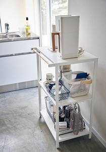 Étagère de cuisine Tower Rack Partiellement en frêne massif / Acier - Blanc - Hauteur : 90 cm