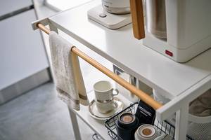 Étagère de cuisine Tower Rack Partiellement en frêne massif / Acier - Blanc - Hauteur : 90 cm