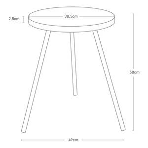 Bijzettafel Tower Round deels massief essenhout/staal - Wit