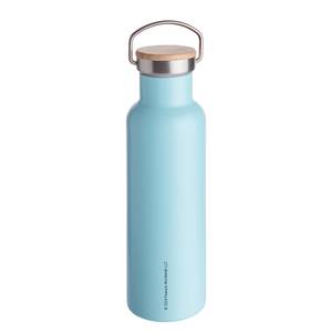 Isolierflasche PEANUTS Edelstahl / Bambus - Pastellblau