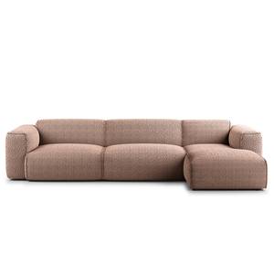 Ecksofa HUDSON 3-Sitzer mit Longchair Bouclé Stoff Bony: Mauve - Breite: 317 cm - Longchair davorstehend rechts