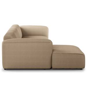 Hoekbank HUDSON 3-zits met chaise longue Corduroy Snor: Taupe - Breedte: 317 cm - Longchair vooraanzicht links