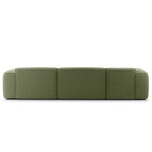 Divano angolare a 3 posti HUDSON Tessuto Bouclé Bony: verde muschio - Larghezza: 317 cm - Longchair preimpostata a sinistra