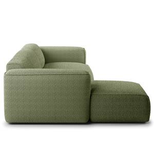 Divano angolare a 3 posti HUDSON Tessuto Bouclé Bony: verde muschio - Larghezza: 317 cm - Longchair preimpostata a sinistra