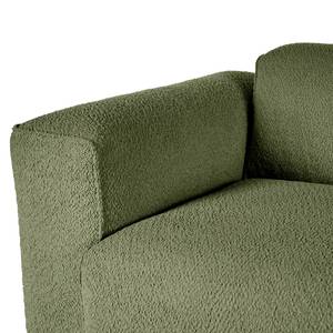 Ecksofa HUDSON 3-Sitzer mit Longchair Bouclé Stoff Bony: Moosgrün - Breite: 317 cm - Longchair davorstehend links