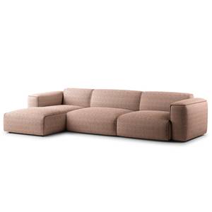 Ecksofa HUDSON 3-Sitzer mit Longchair Bouclé Stoff Bony: Mauve - Breite: 317 cm - Longchair davorstehend links