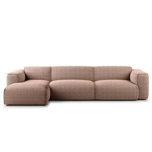 Ecksofa HUDSON 3-Sitzer mit Longchair Bouclé Stoff Bony: Mauve - Breite: 317 cm - Longchair davorstehend links