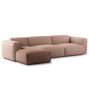 Ecksofa HUDSON 3-Sitzer mit Longchair Bouclé Stoff Bony: Mauve - Breite: 317 cm - Longchair davorstehend links