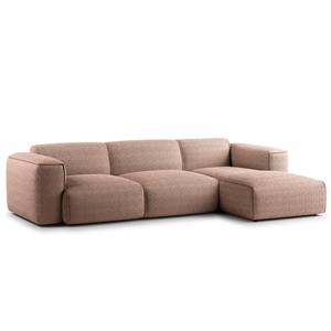 Ecksofa HUDSON 3-Sitzer mit Longchair Bouclé Stoff Bony: Mauve - Breite: 284 cm - Longchair davorstehend rechts