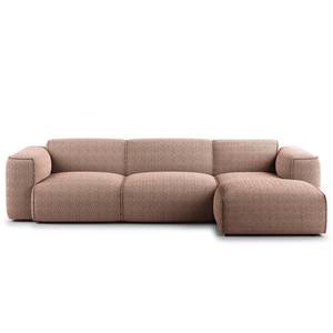 Ecksofa HUDSON 3-Sitzer mit Longchair Bouclé Stoff Bony: Mauve - Breite: 284 cm - Longchair davorstehend rechts