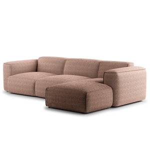 Ecksofa HUDSON 3-Sitzer mit Longchair Bouclé Stoff Bony: Mauve - Breite: 284 cm - Longchair davorstehend rechts