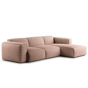 Hoekbank HUDSON 3-zits met chaise longue Bouclé Stof Bony: Mauve - Breedte: 284 cm - Longchair vooraanzicht rechts