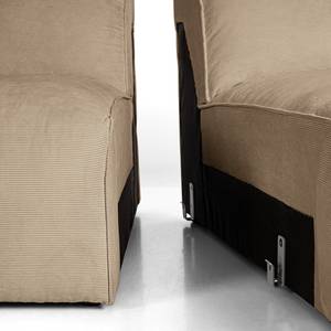 Ecksofa HUDSON 3-Sitzer mit Longchair Cordstoff Snor: Taupe - Breite: 251 cm - Longchair davorstehend rechts