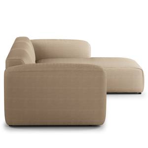 Ecksofa HUDSON 3-Sitzer mit Longchair Cordstoff Snor: Taupe - Breite: 284 cm - Longchair davorstehend rechts