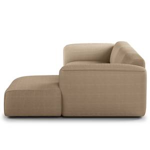 Ecksofa HUDSON 3-Sitzer mit Longchair Cordstoff Snor: Taupe - Breite: 284 cm - Longchair davorstehend rechts