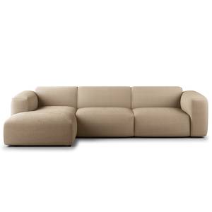 Hoekbank HUDSON 3-zits met chaise longue Corduroy Snor: Taupe - Breedte: 284 cm - Longchair vooraanzicht links