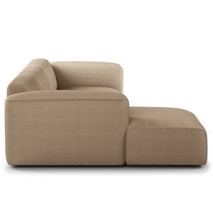 Hoekbank HUDSON 3-zits met chaise longue Corduroy Snor: Taupe - Breedte: 284 cm - Longchair vooraanzicht links