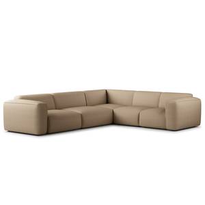 Ecksofa HUDSON mit Rundecke Cordstoff Snor: Taupe - Ecke davorstehend rechts