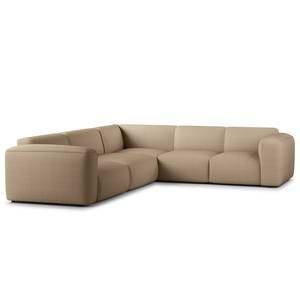 Ecksofa HUDSON mit Rundecke Cordstoff Snor: Taupe - Ecke davorstehend rechts