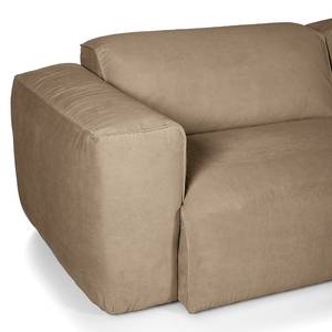 Ecksofa HUDSON mit Rundecke Cordstoff Snor: Taupe - Ecke davorstehend rechts