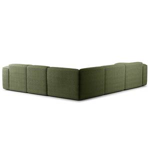 Canapé d’angle HUDSON arrondi Tissu Bouclé Bony: Vert mousse - Angle à droite (vu de face)