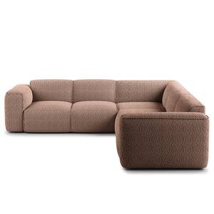 Ecksofa HUDSON mit Rundecke Bouclé Stoff Bony: Mauve - Ecke davorstehend links